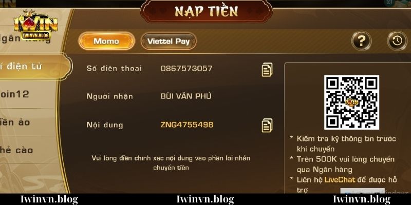 nạp tiền IWIN